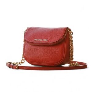 Michael Kors Bedford Flap Crossbody Bag – Red Pebbled Leather